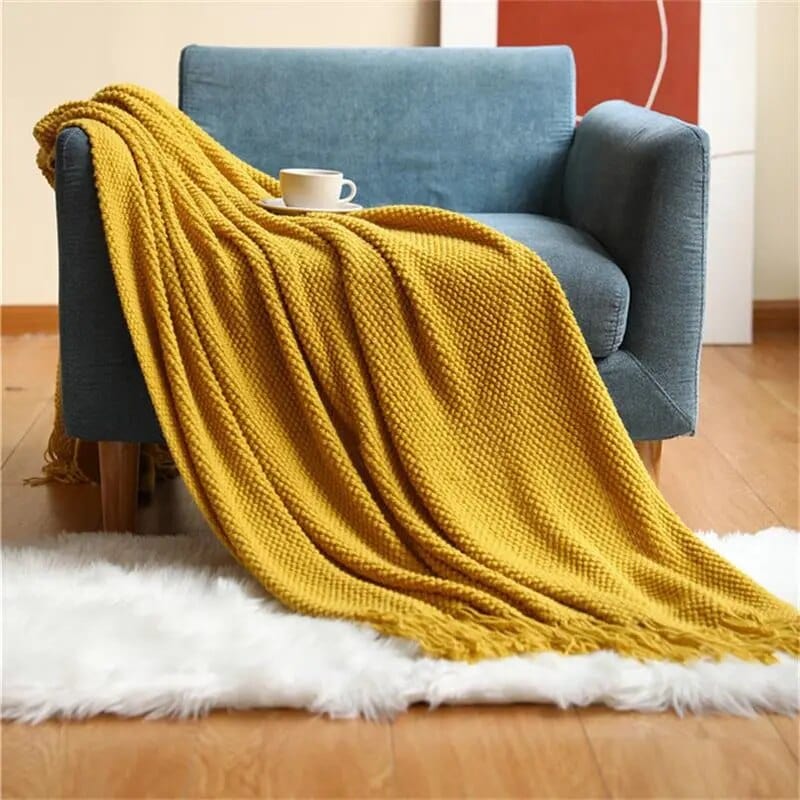 Luxe Nordic Throw Blanket Yellow / Large Blankets