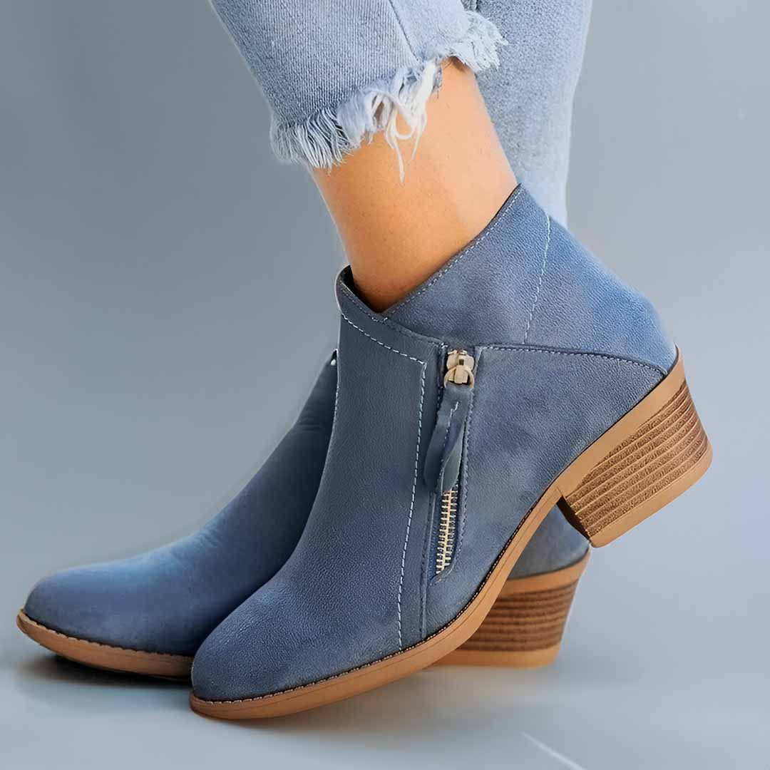 Urban Flair: Zipper Accent Ankle Boot Sky Blue / 5 Boot