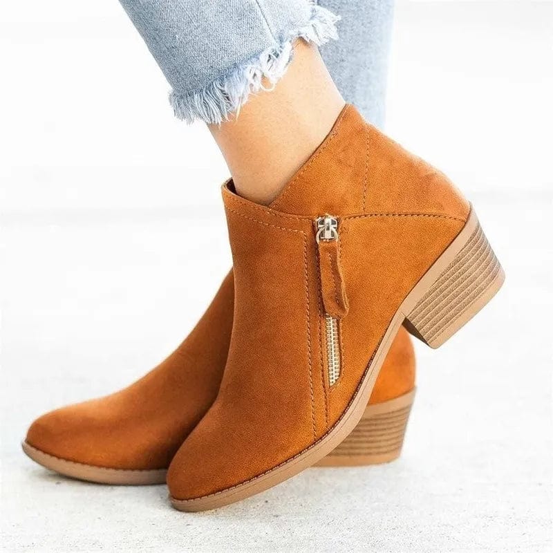 Urban Flair: Zipper Accent Ankle Boot Sunset / 5 Boot