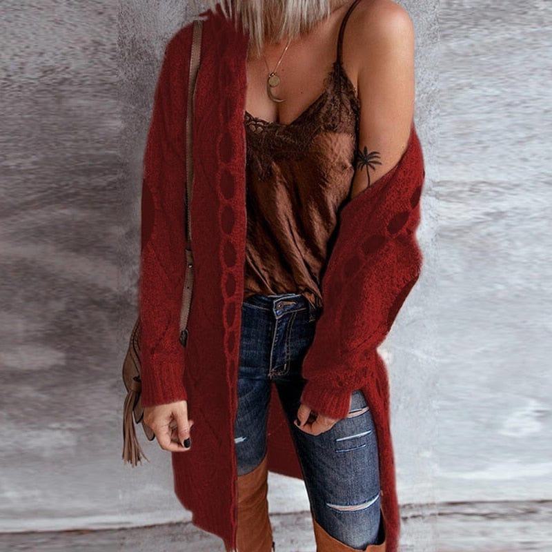 Casual Fall Cardigan Red / S Cardigan