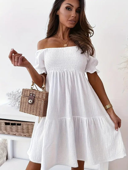 SunKissed™ ShoulderGlow White / S Dress