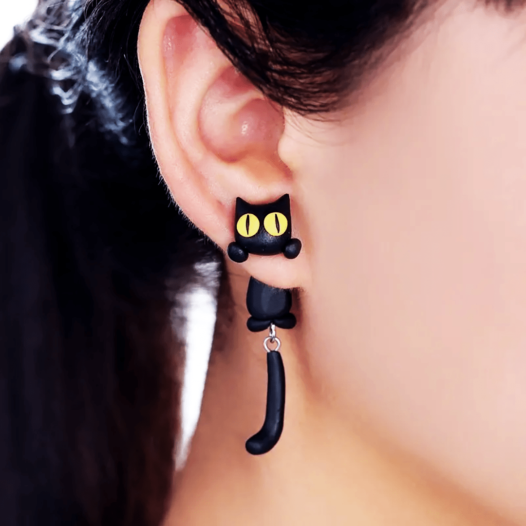 Bewitching Black Cat Halloween Earrings Halloween