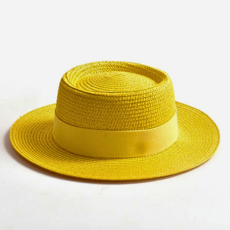 La Riviera Boater Hat Yellow Hat