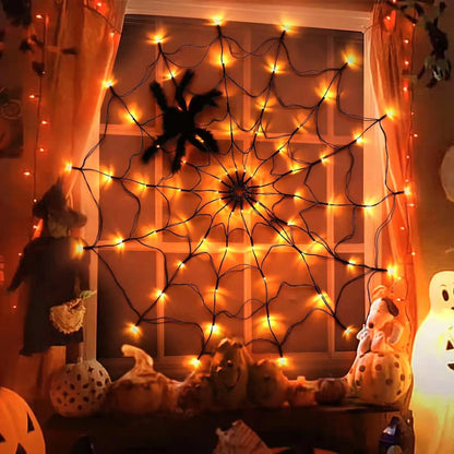 Spooky LED Spiderweb Orange LED