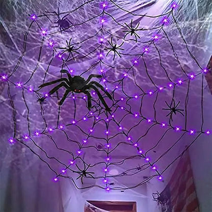 Spooky LED Spiderweb Purple LED