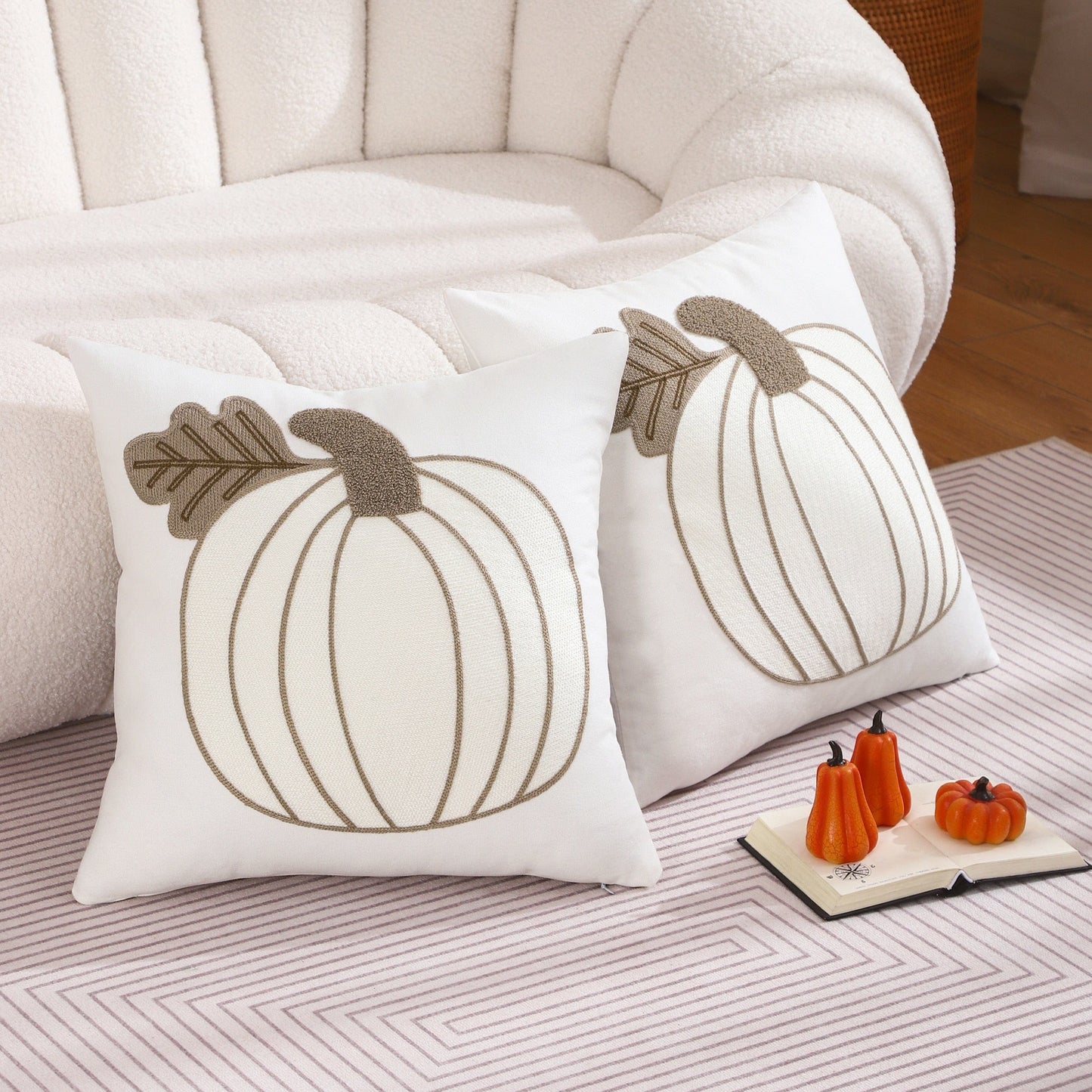 Haunt & Home: Adorable Halloween Throw Pillows White Pumpkins Pillows