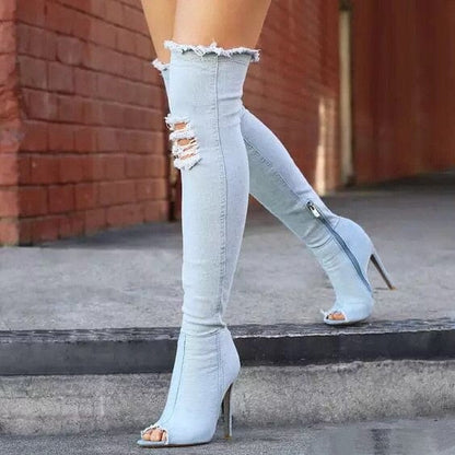 SkyHigh Denim Diva Heels Sky Blue / 4 Women's Boots